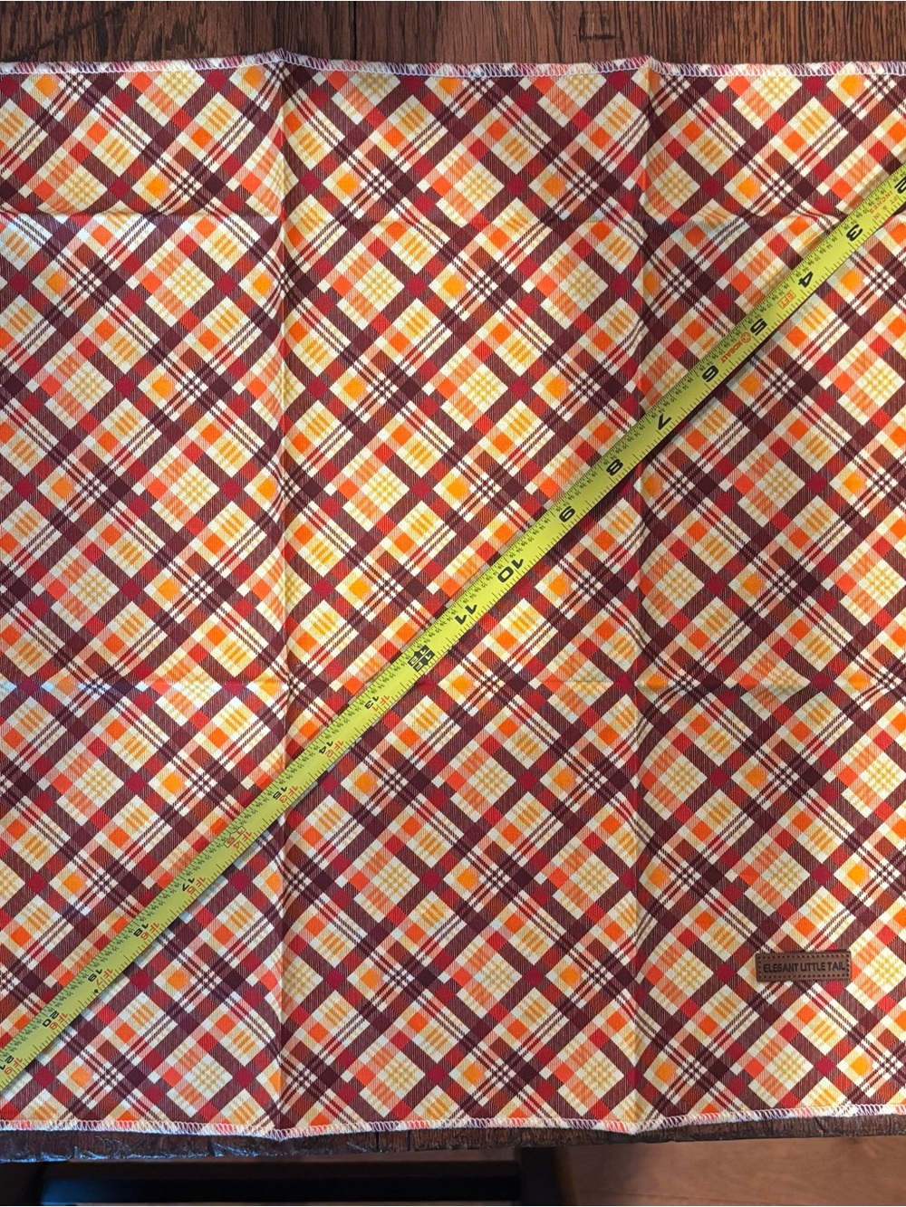 Elegant Little Tail Plaid Dog Bandana - Burgundy, Orange & Cream - Picture 8 of 11